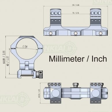 Laikiklis Vector Optics 34 mm X-ACCU High Profile One Piece Mount 20MOA 4