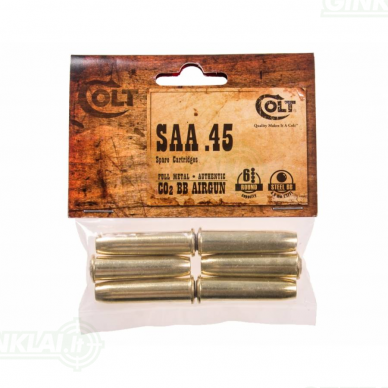 Pneumatinio revolverio užtaisymo gilzės Colt SAA 45 4,5mm Pellet 6 vnt. 1